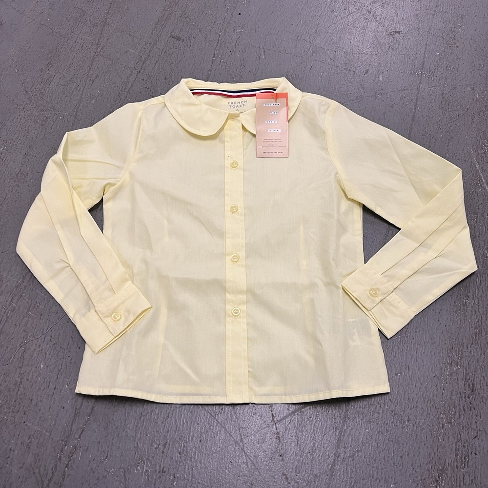 French Toast Girls Light Blue Short Sleeve Peter Pan Collar Uniform Blouse Sz‎ 6